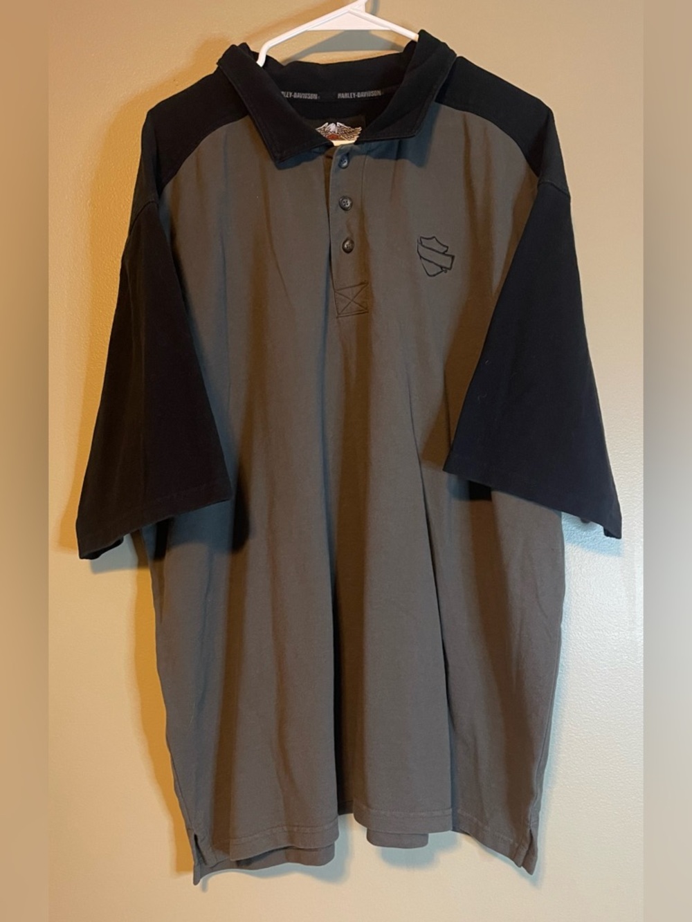 Harley Davidson Embroidered Henley Polo Shirt
